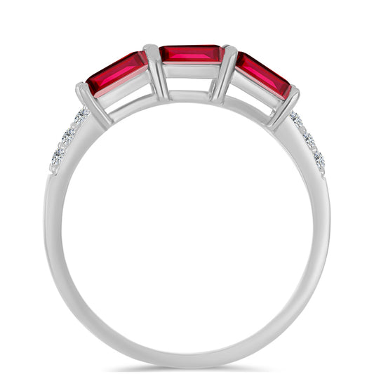 Strieborný Prsteň s Madagaskarským Rubínom a Bielym Topásom