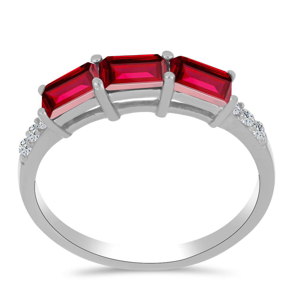 Strieborný Prsteň s Madagaskarským Rubínom a Bielym Topásom 3 