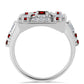 Strieborný Prsteň s Bartonským Granátom a Bielym Zirkónom