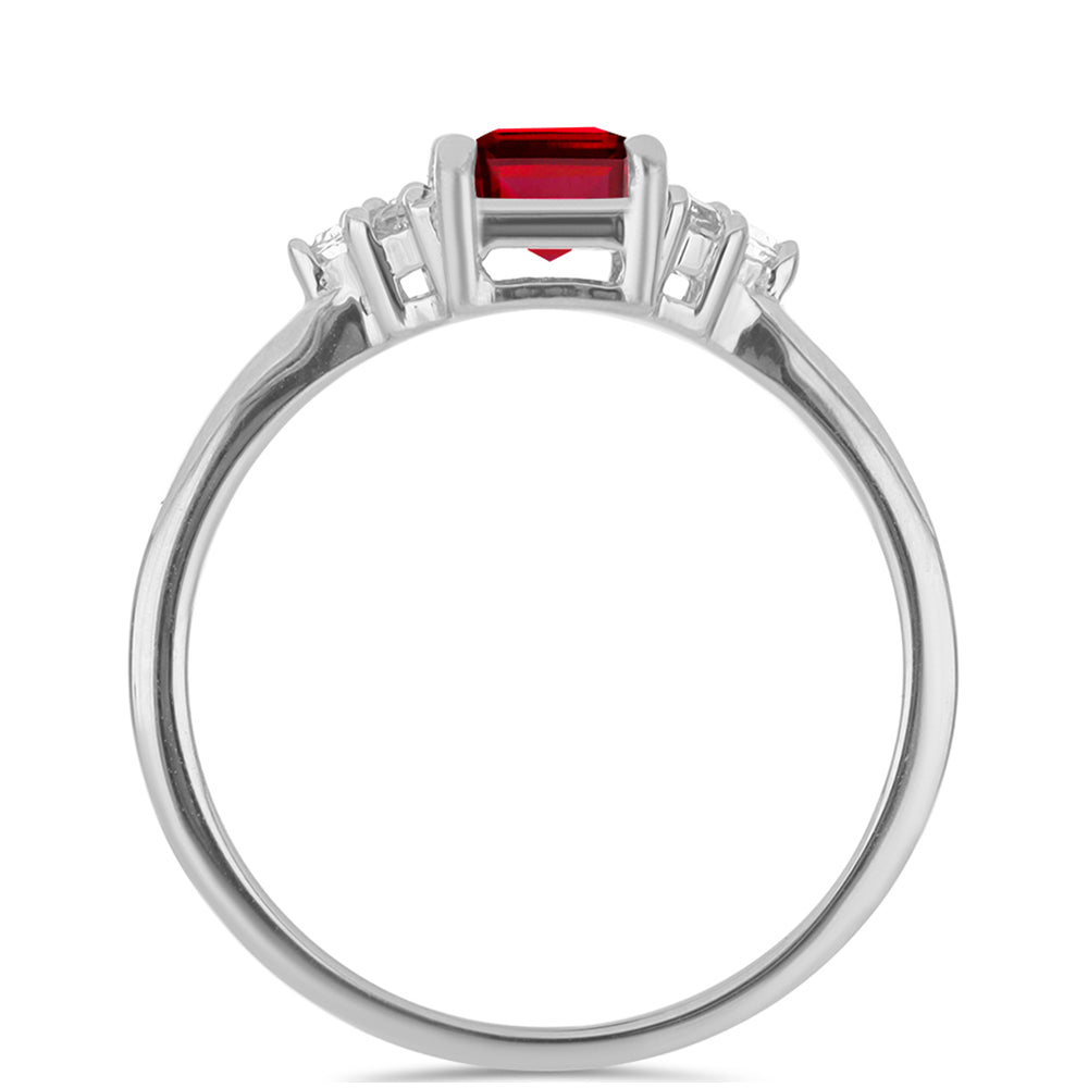 Strieborný Prsteň s Madagaskarským Rubínom a Bielym Topásom
