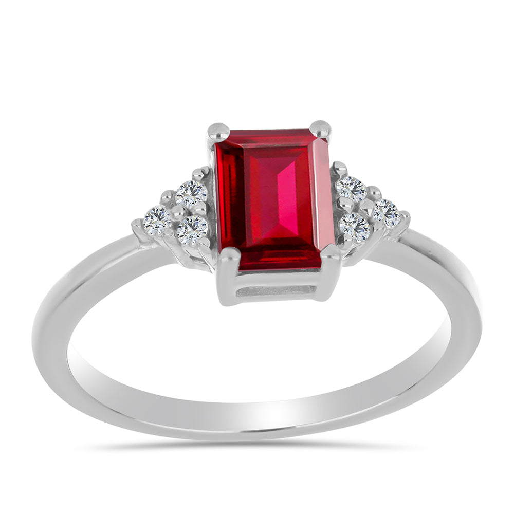 Strieborný Prsteň s Madagaskarským Rubínom a Bielym Topásom 3 