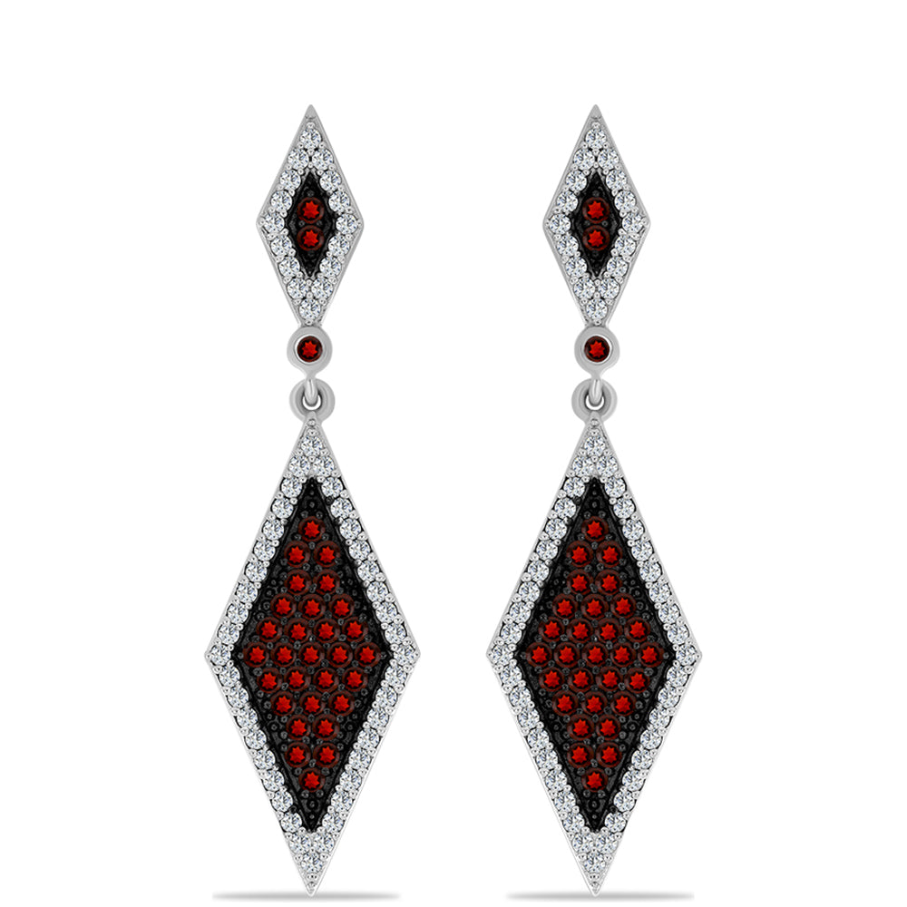 Strieborné Náušnice s Bartonským Granátom a Bielym Topásom 1 