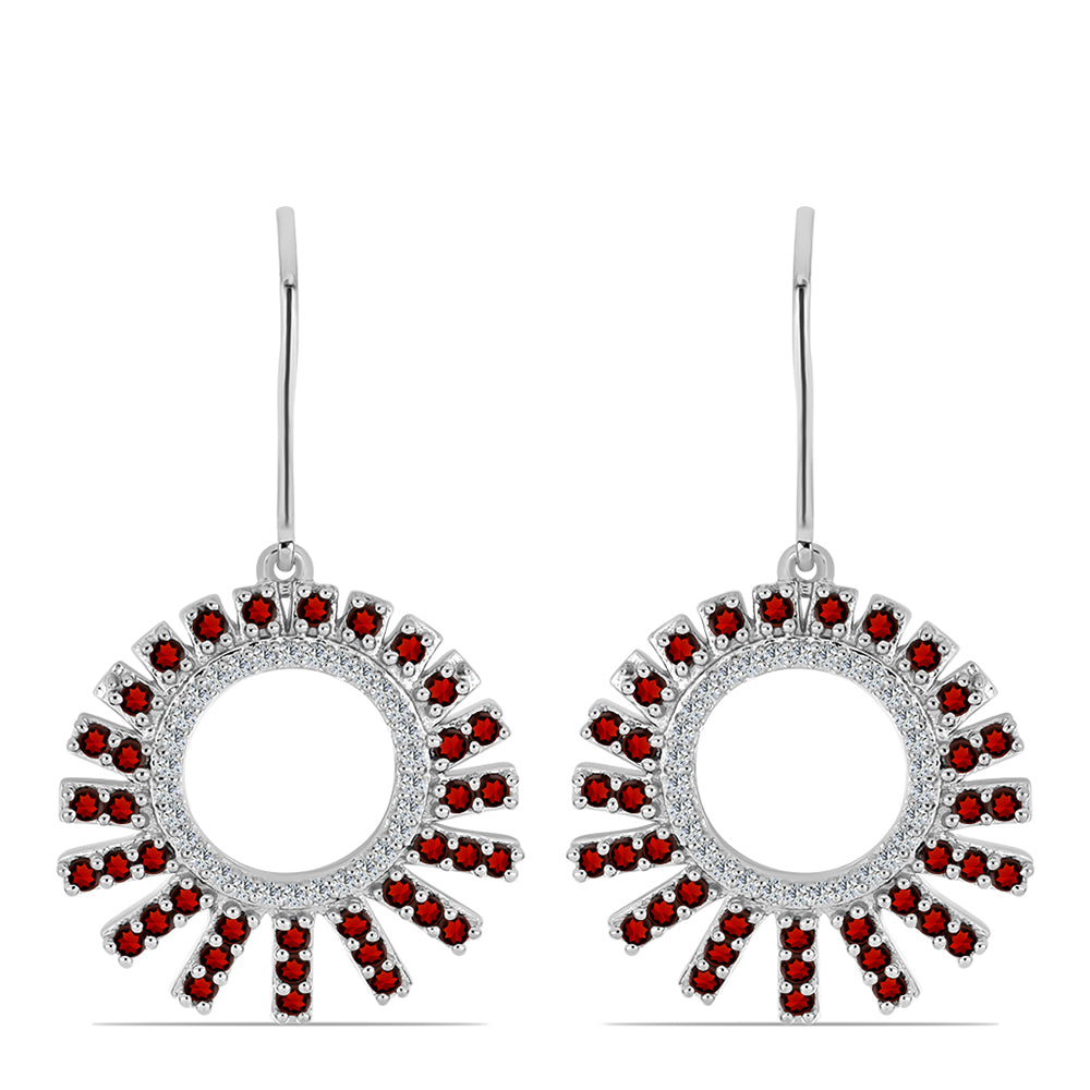 Strieborné Náušnice s Bartonským Granátom a Bielym Topásom