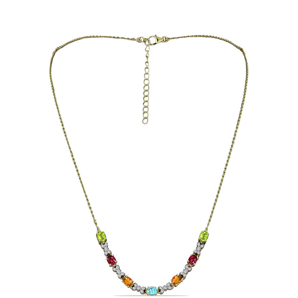 Pozlátený Strieborný Náhrdelník s Chakra Turmalínom a Bielym Topásom 1 