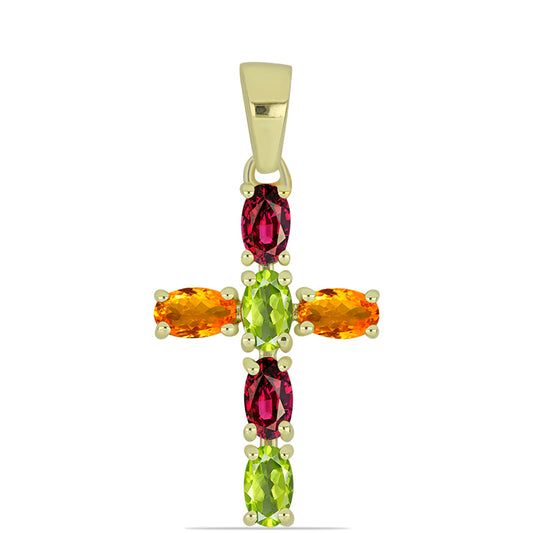 Kríž Pozlátený Strieborný Prívesok s Chakra Turmalínom