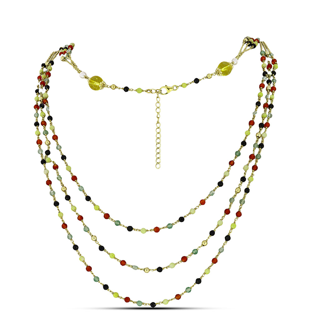 Pozlátený Strieborný Náhrdelník s Karneolom a Uralským Citrínom 1 