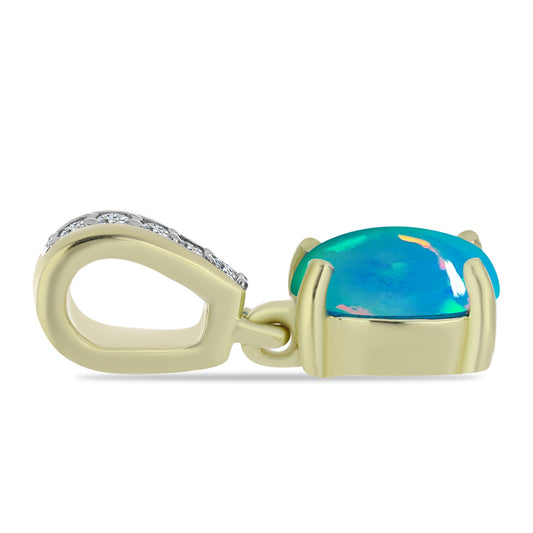 Pozlátený Strieborný Prívesok s Etiópskym Paraiba Modrým Opálom a Bielym Topásom