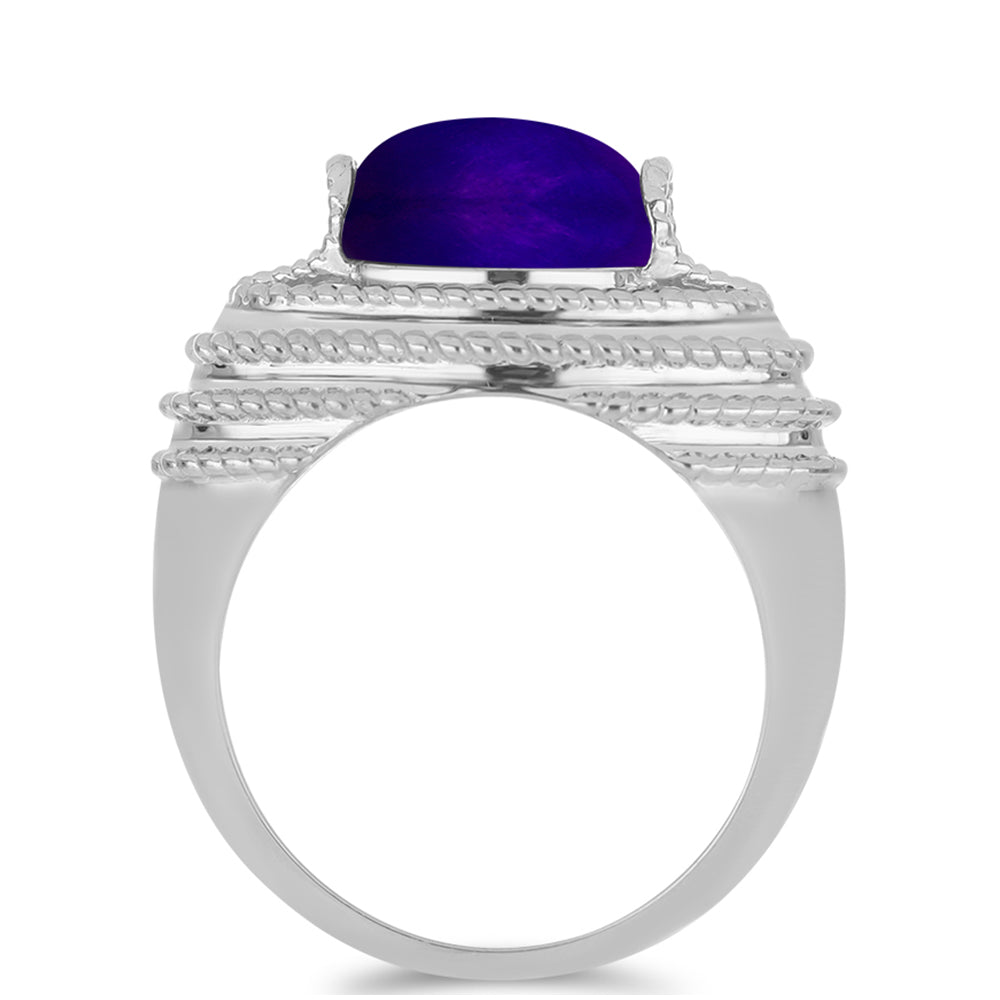 Strieborný Prsteň s Fialovým Nefritom 2 