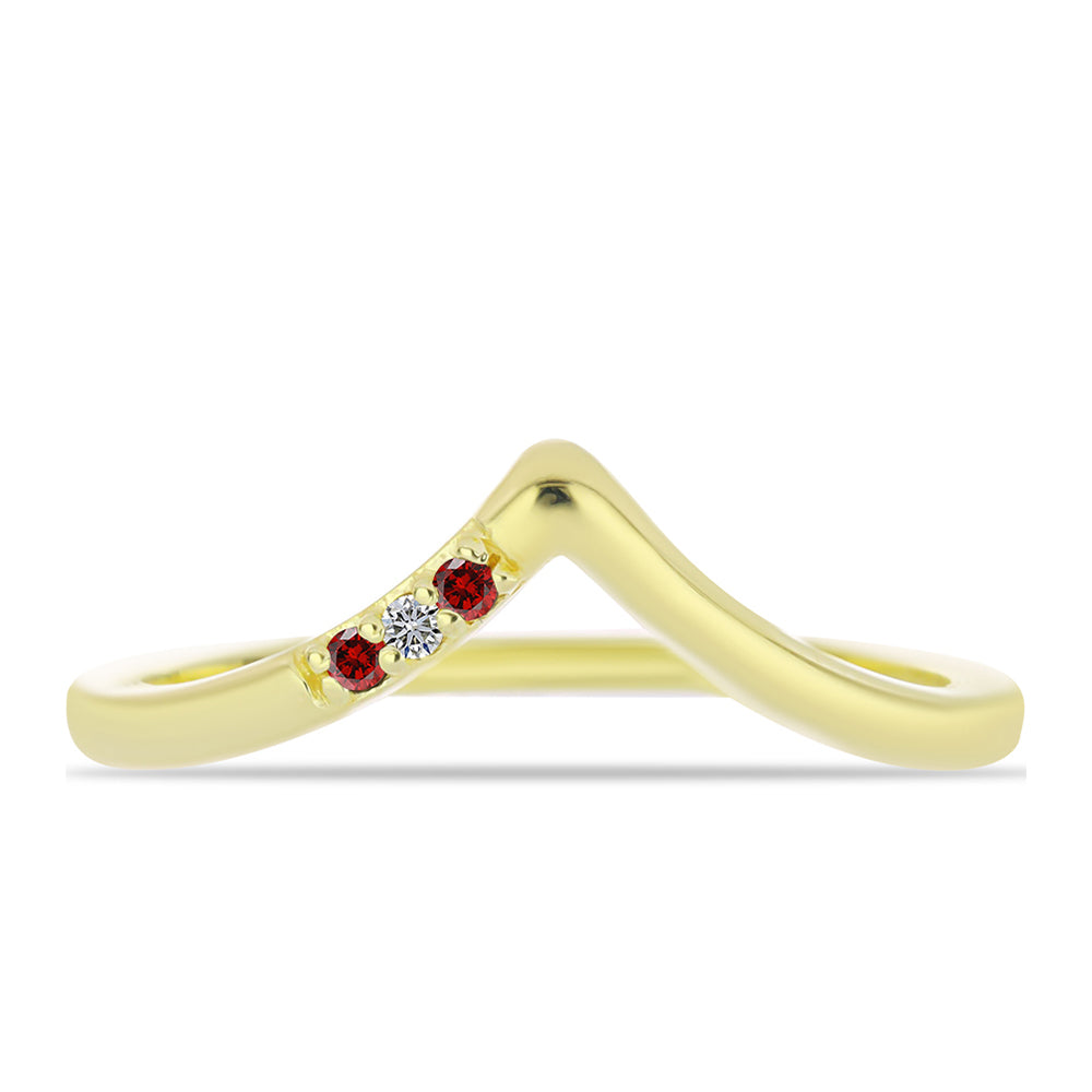 Pozlátený Strieborný Prsteň s Červeným Diamantom a Bielym Diamantom 1 