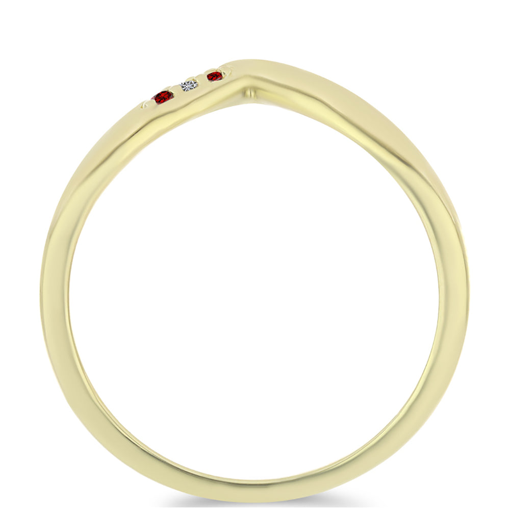 Pozlátený Strieborný Prsteň s Červeným Diamantom a Bielym Diamantom 2 