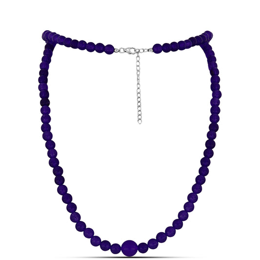 Strieborný Náhrdelník s Fialovým Nefritom