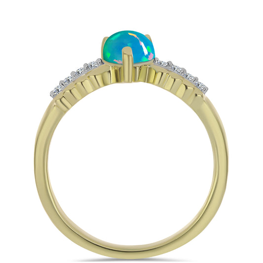 Pozlátený Strieborný Prsteň s Etiópskym Paraiba Modrým Opálom a Bielym Topásom