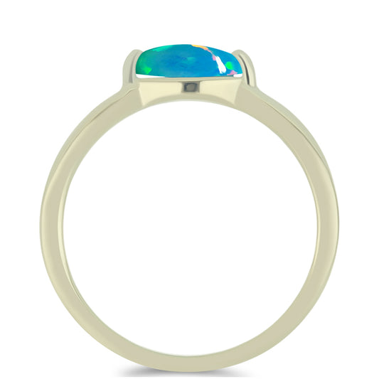 Pozlátený Strieborný Prsteň s Etiópskym Paraiba Modrým Opálom