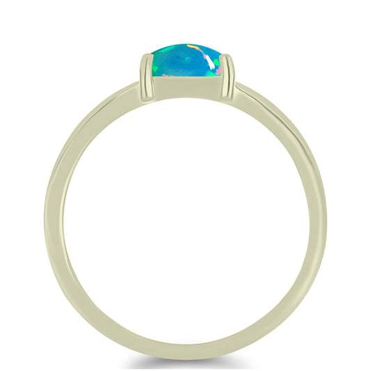 Pozlátený Strieborný Prsteň s Etiópskym Paraiba Modrým Opálom
