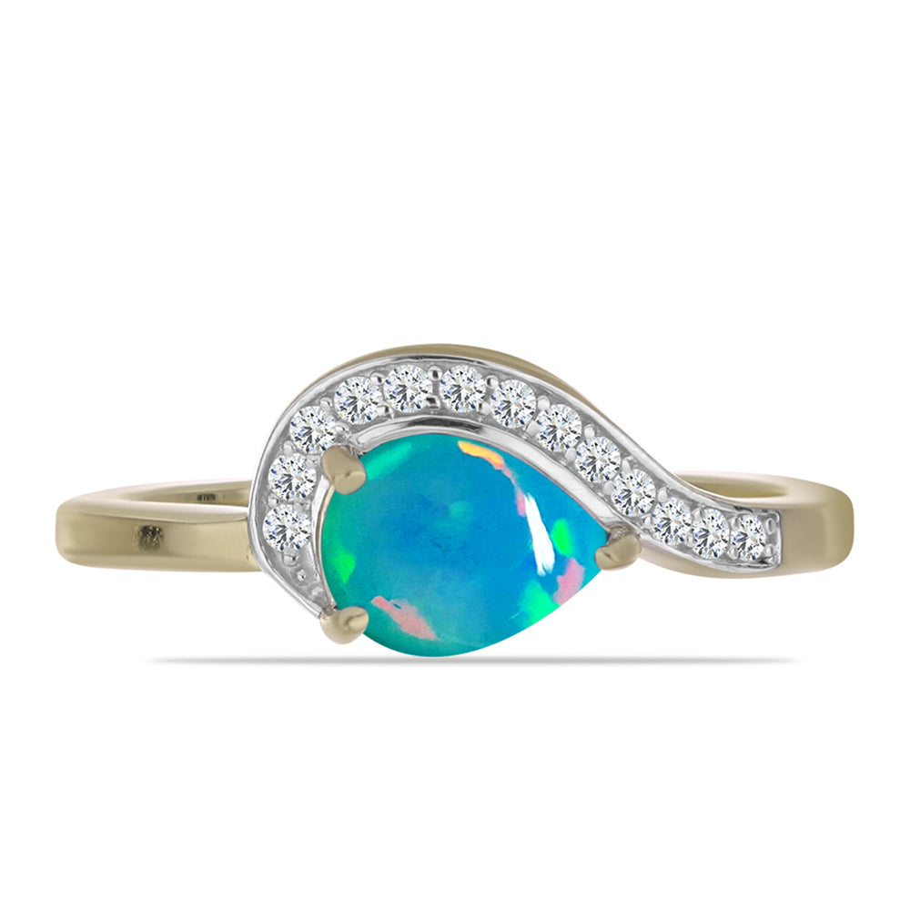 Pozlátený Strieborný Prsteň s Etiópskym Paraiba Modrým Opálom a Bielym Topásom 1 