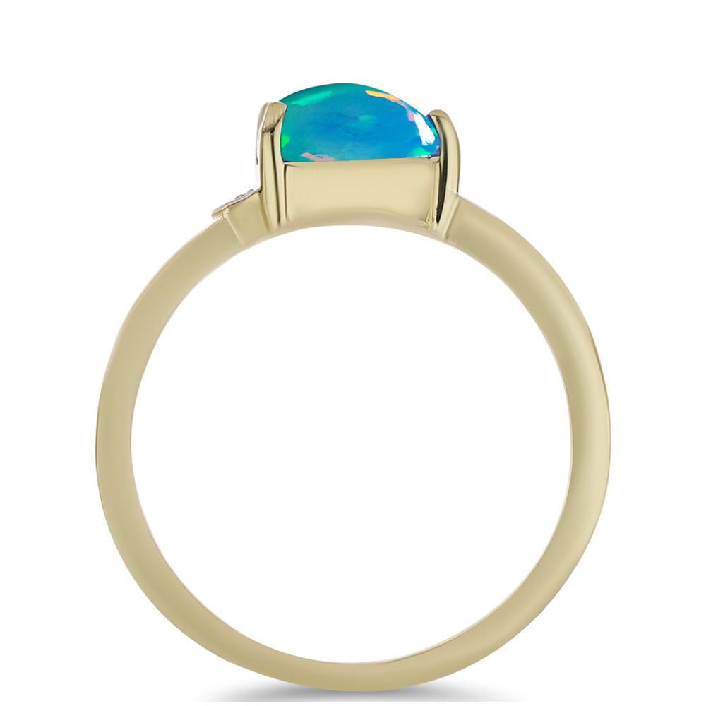Pozlátený Strieborný Prsteň s Etiópskym Paraiba Modrým Opálom a Bielym Topásom