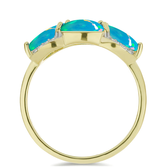 Pozlátený Strieborný Prsteň s Etiópskym Paraiba Modrým Opálom a Bielym Topásom