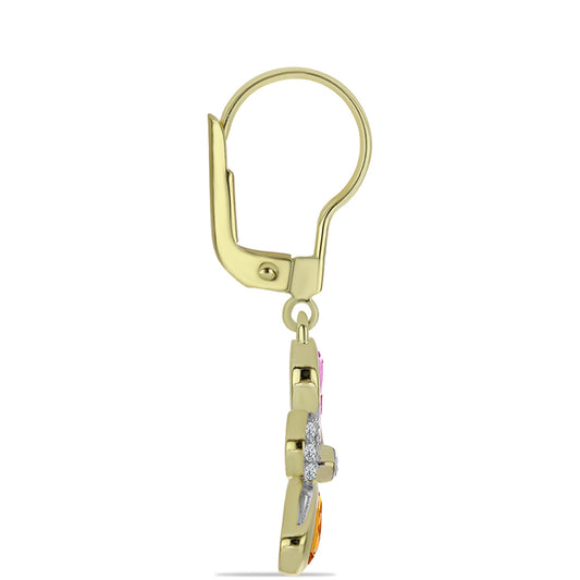 Pozlátené Strieborné Náušnice s Dúhovým Zafírom a Bielym Topásom