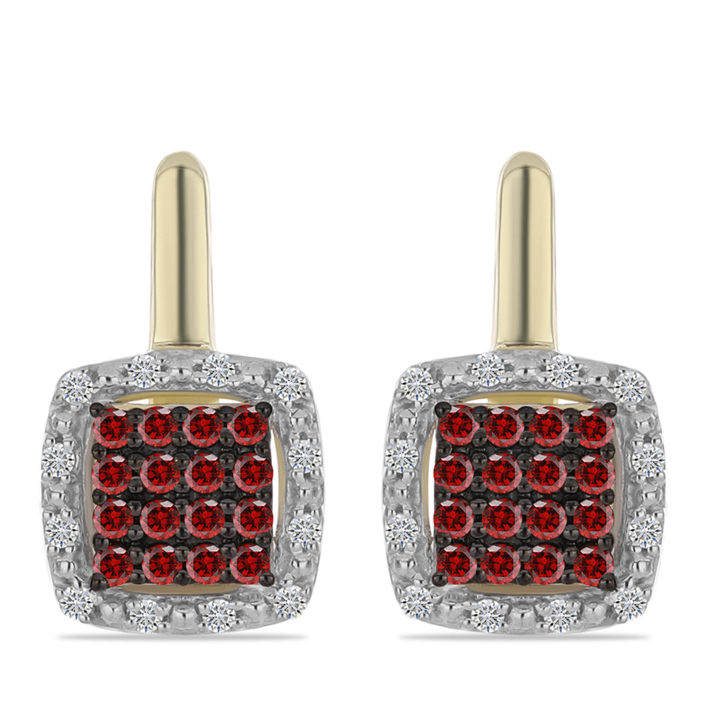 Pozlátené Strieborné Náušnice s Červeným Diamantom a Bielym Diamantom 1 