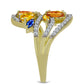Pozlátený Strieborný Prsteň s Dúhovým Zafírom a Bielym Topásom