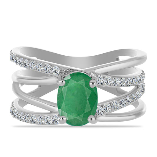 Strieborný Prsteň s Brazílskym Smaragdom a Bielym Topásom