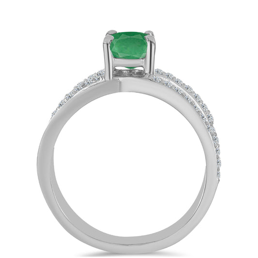 Strieborný Prsteň s Brazílskym Smaragdom a Bielym Topásom