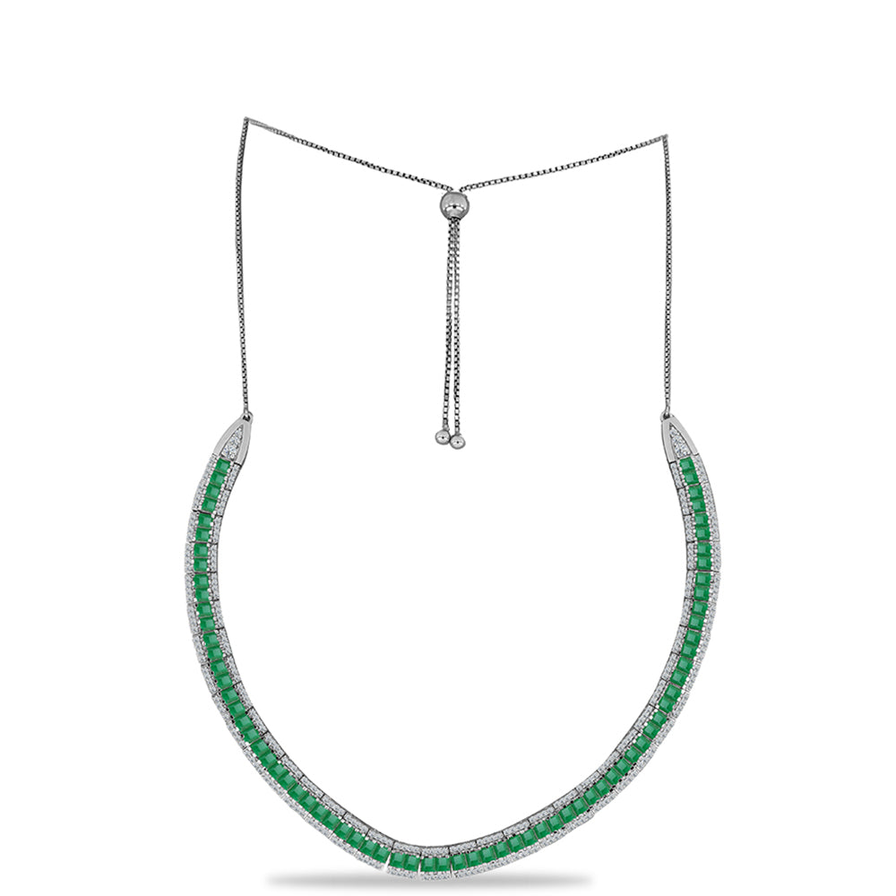 Strieborný Náhrdelník s Brazílskym Smaragdom a Bielym Topásom 2 