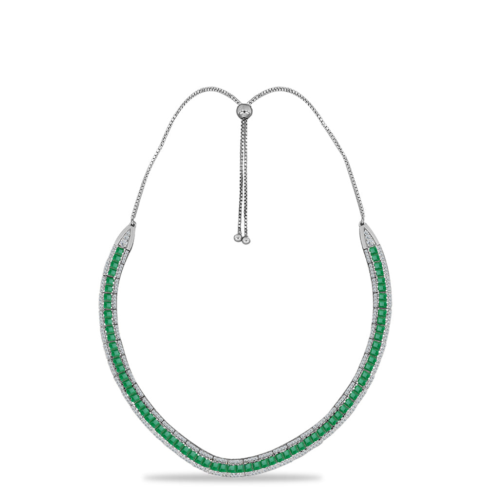 Strieborný Náhrdelník s Brazílskym Smaragdom a Bielym Topásom