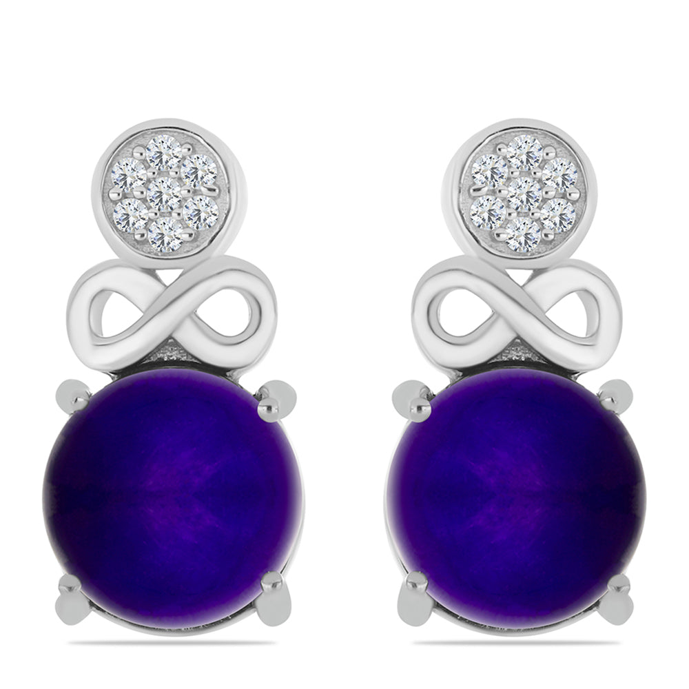 Strieborné Náušnice s Fialovým Nefritom a Bielym Topásom 1 
