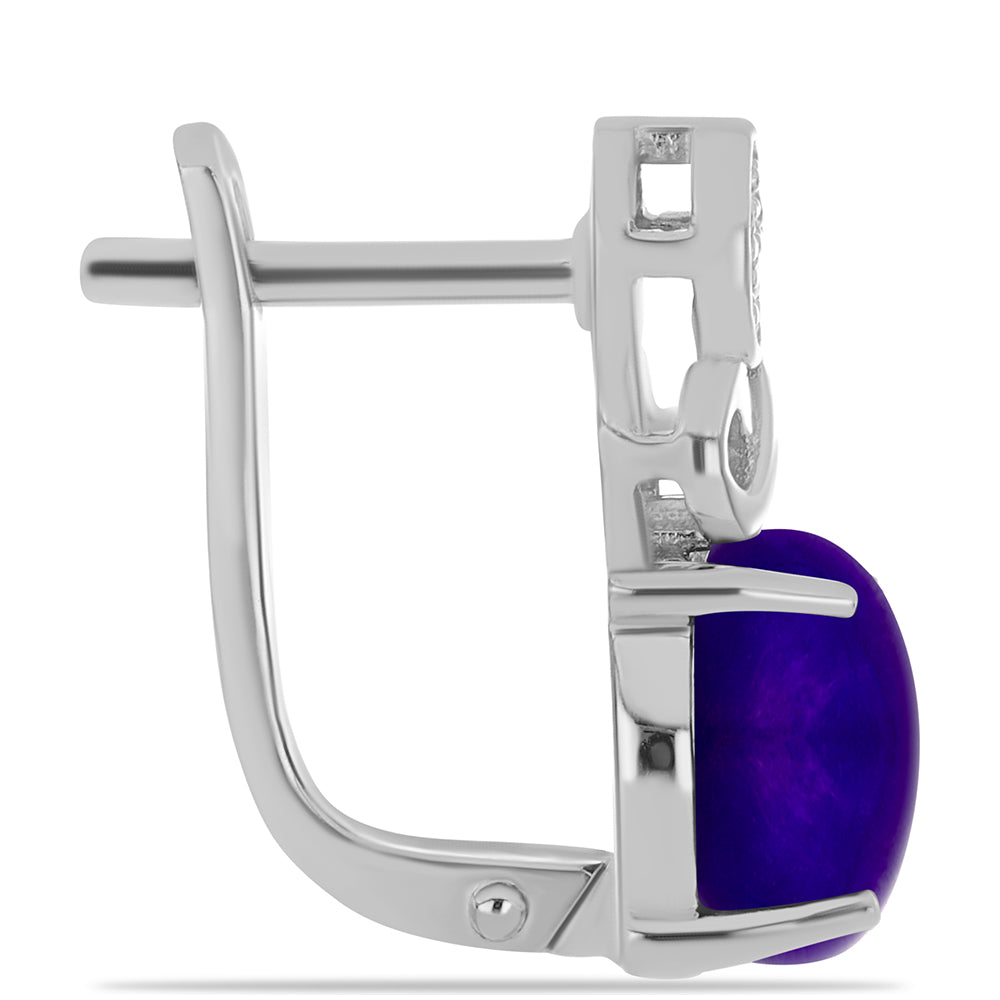 Strieborné Náušnice s Fialovým Nefritom a Bielym Topásom 2 