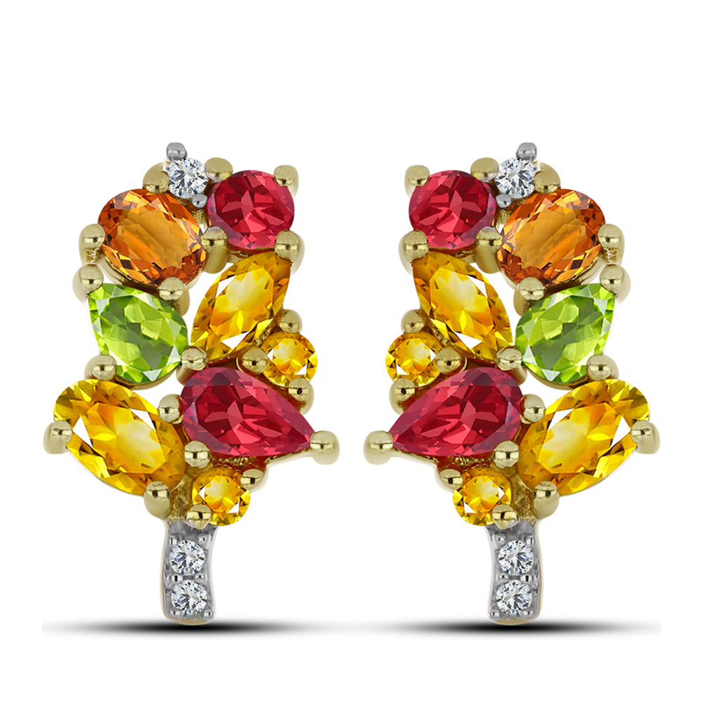 Pozlátené Strieborné Náušnice s Dúhovým Zafírom a Bielym Topásom 1 