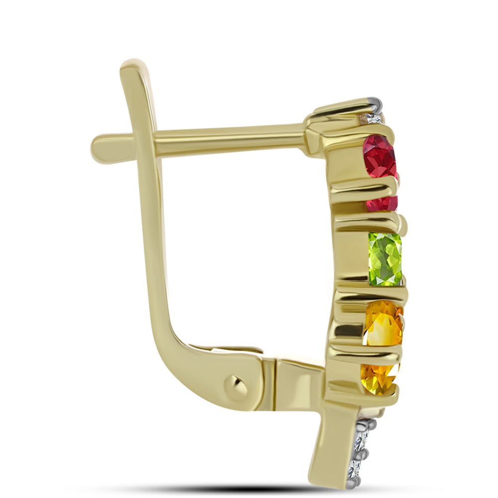 Pozlátené Strieborné Náušnice s Dúhovým Zafírom a Bielym Topásom 2 