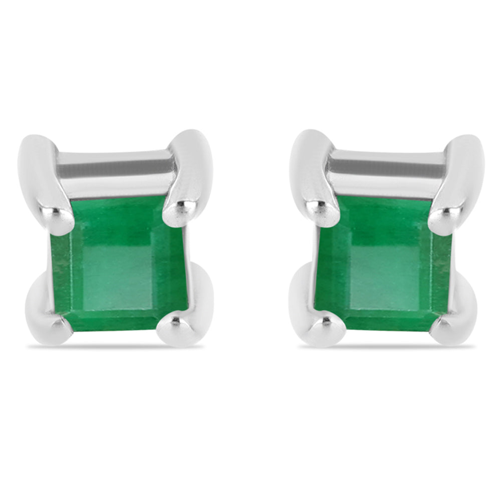Strieborné Náušnice s Brazílskym Smaragdom