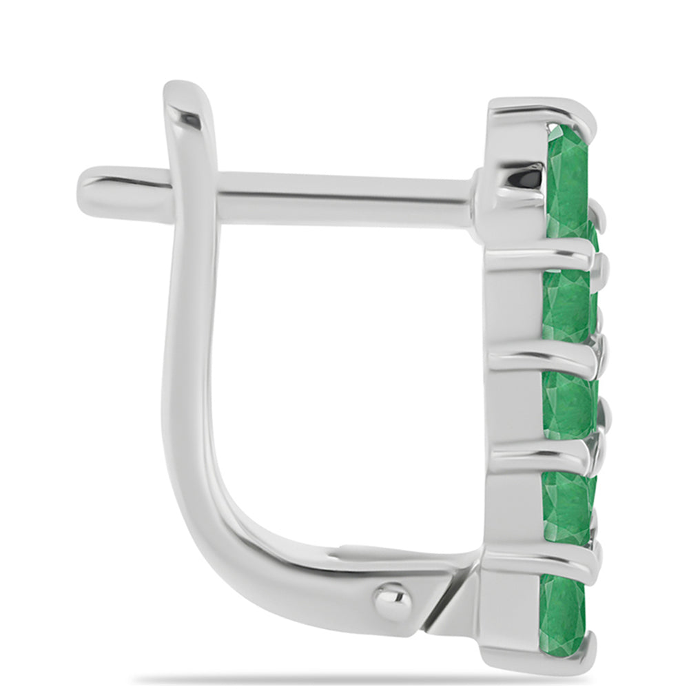 Strieborné Náušnice s Brazílskym Smaragdom 2 