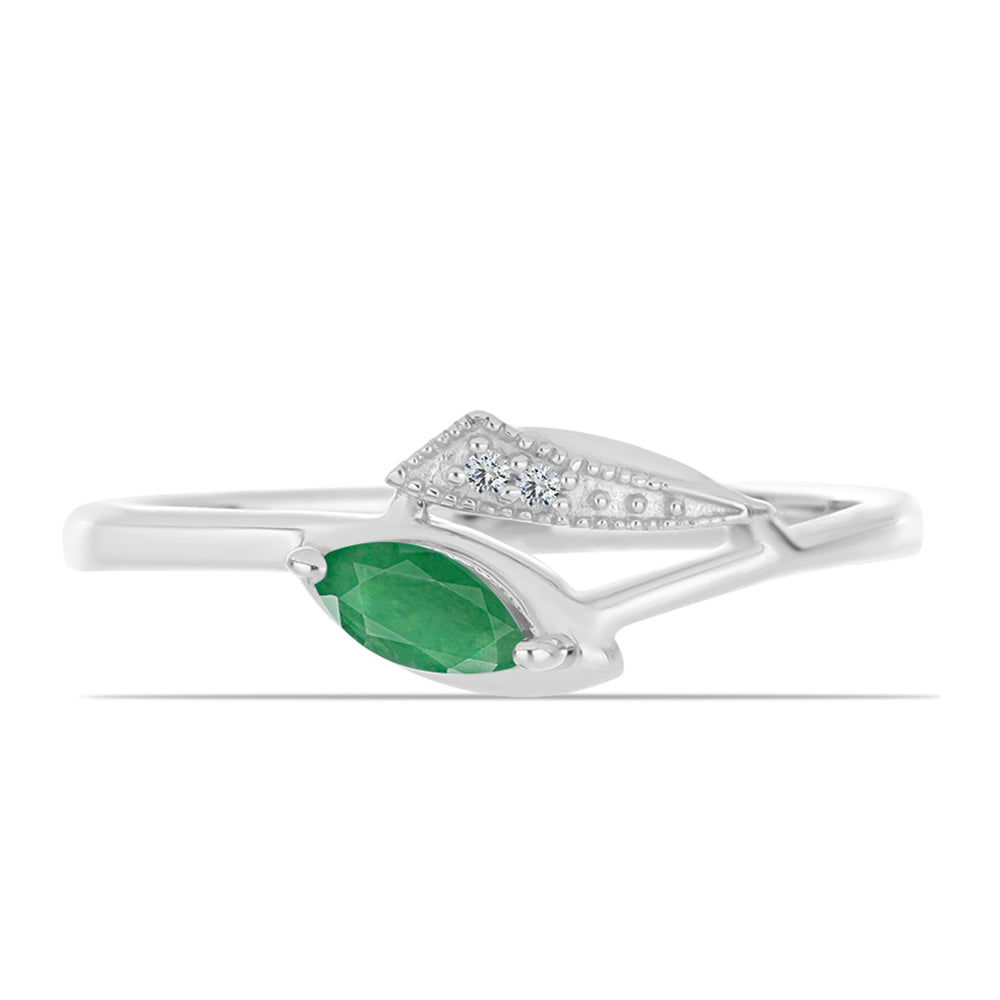 Strieborný Prsteň s Brazílskym Smaragdom a Bielym Topásom 1 