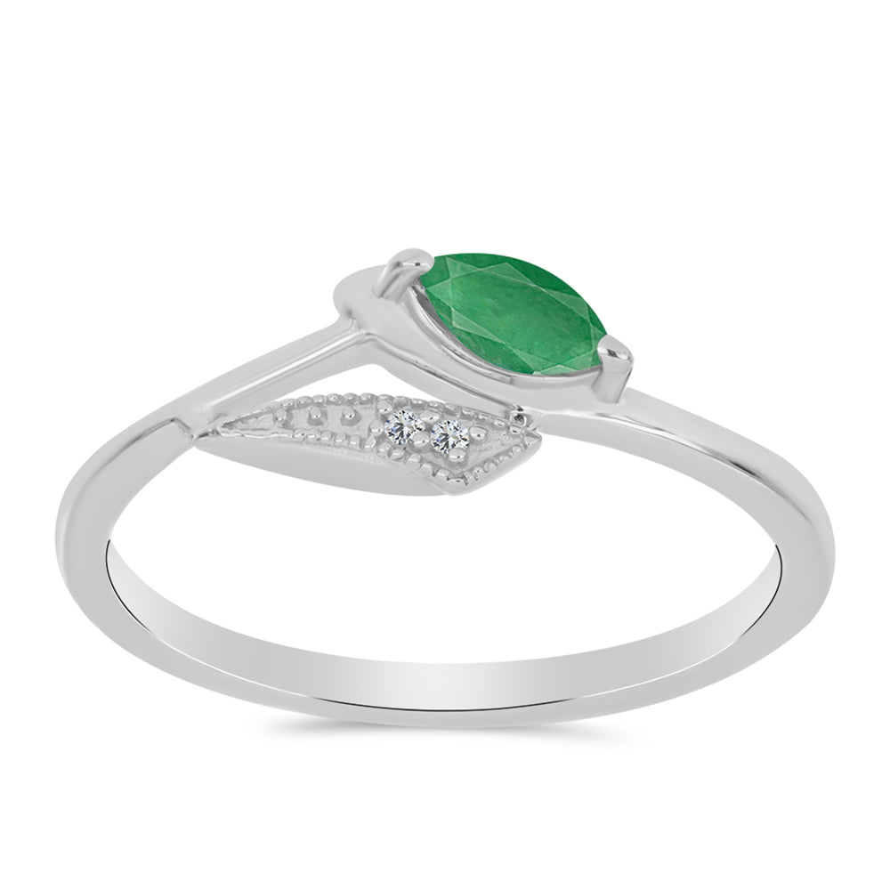 Strieborný Prsteň s Brazílskym Smaragdom a Bielym Topásom 3 
