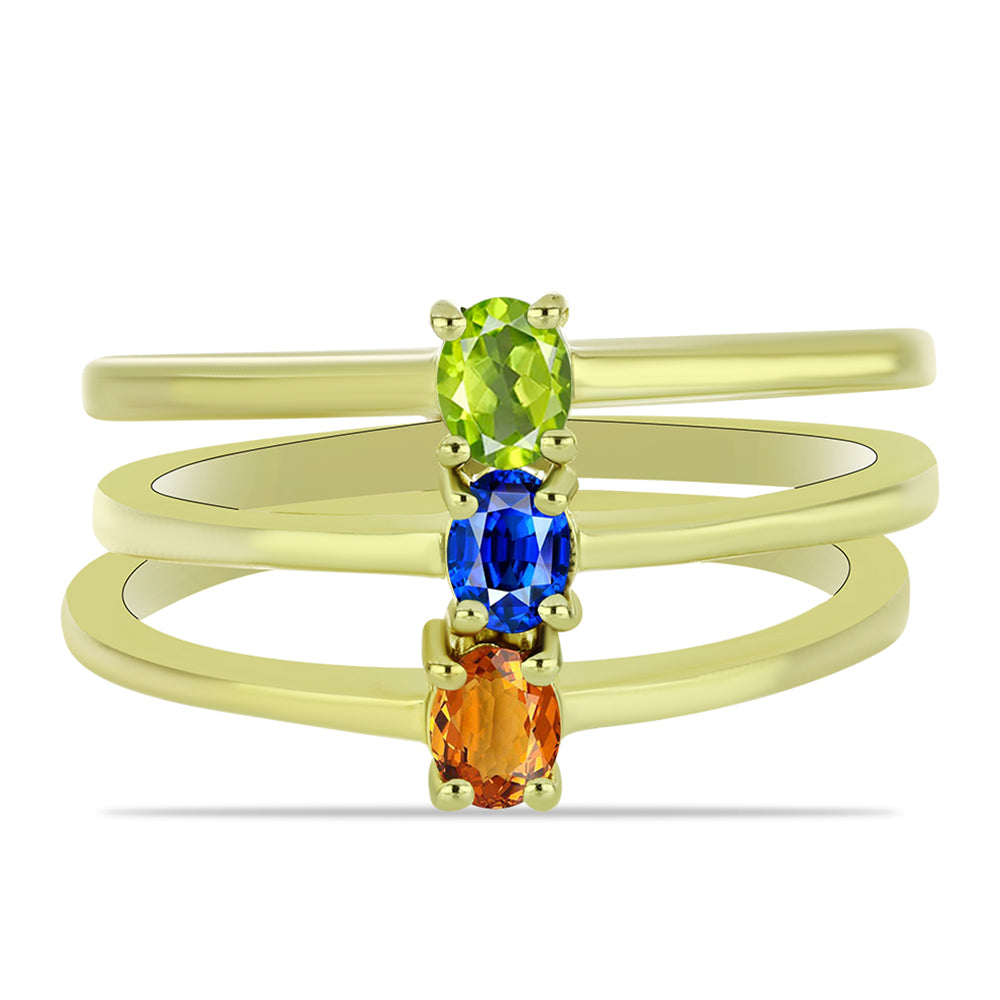 Pozlátené Strieborné Sada s Austrálskym Modrým Zafírom a Padparadscha Zafírom ( Prsteň ) 1 