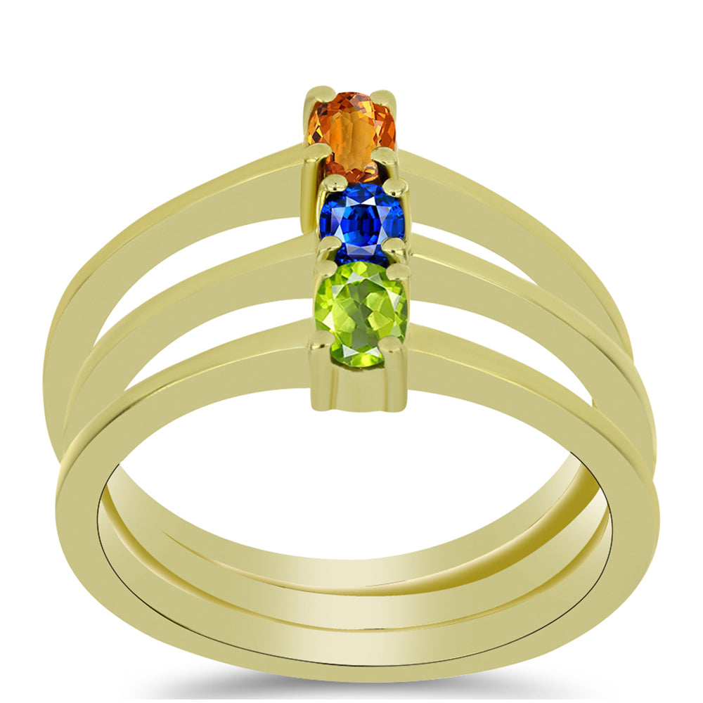 Pozlátené Strieborné Sada s Austrálskym Modrým Zafírom a Padparadscha Zafírom ( Prsteň ) 3 