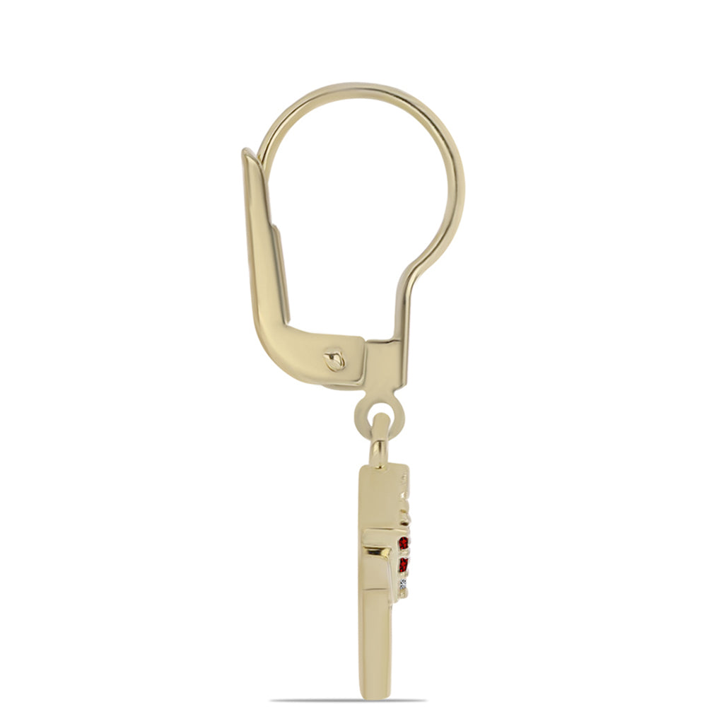 Pozlátené Strieborné Náušnice s Červeným Diamantom a Bielym Diamantom 2 