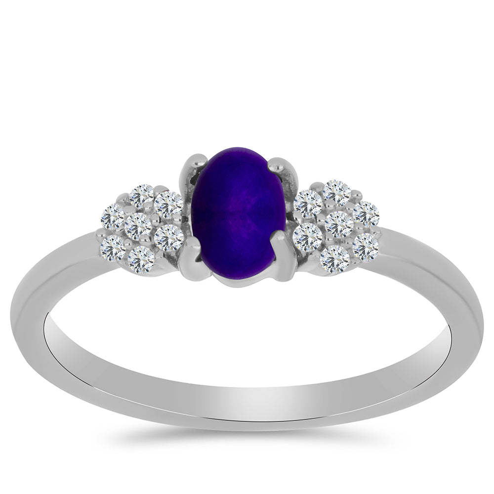 Strieborný Prsteň s Fialovým Nefritom a Bielym Topásom 3 