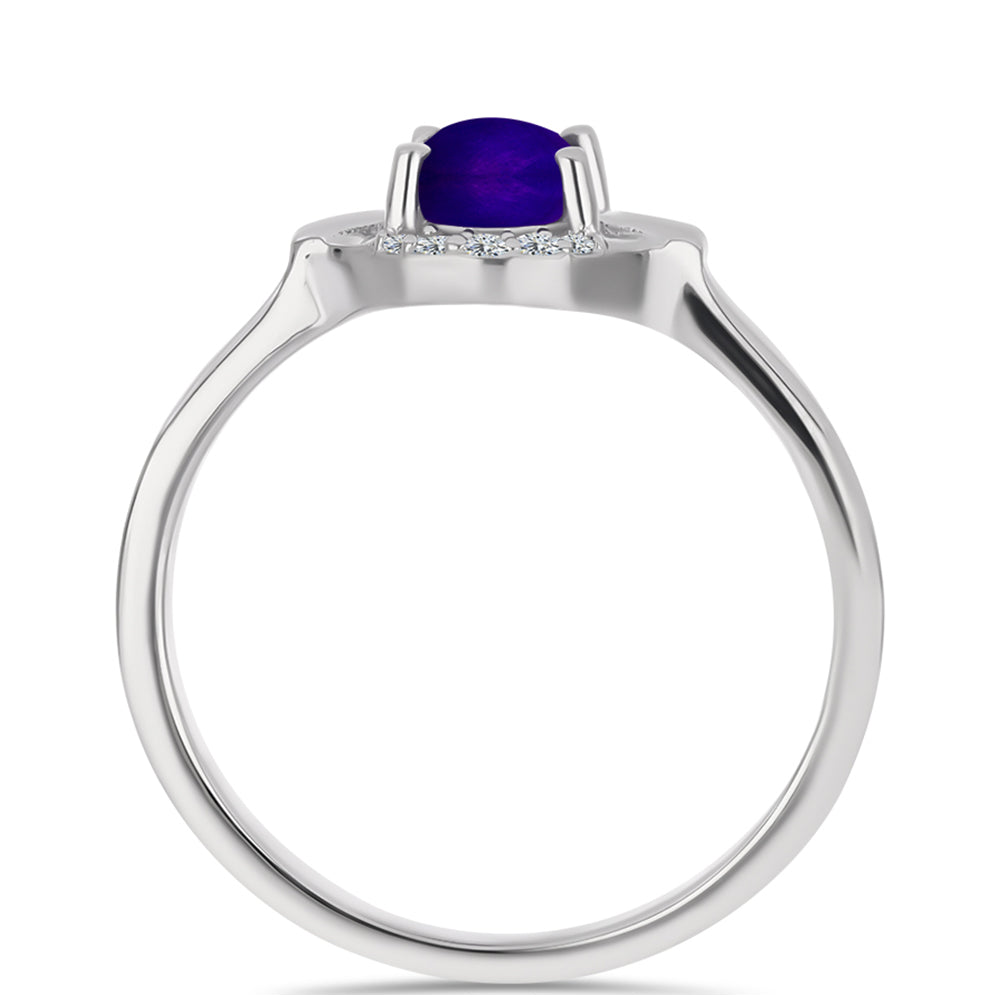 Strieborný Prsteň s Fialovým Nefritom a Bielym Topásom 2 