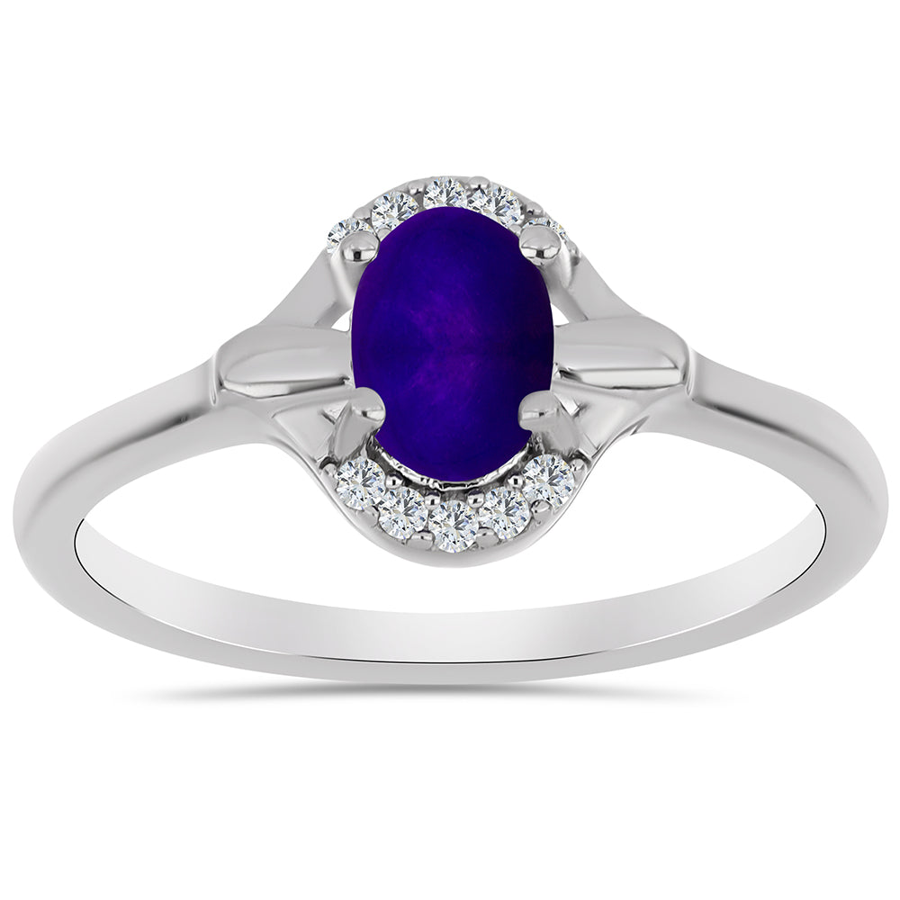 Strieborný Prsteň s Fialovým Nefritom a Bielym Topásom 3 