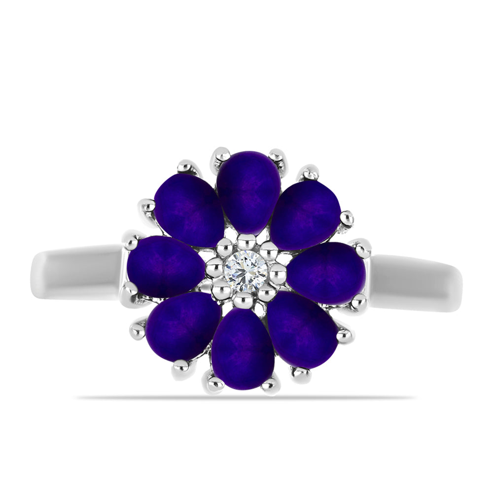 Strieborný Prsteň s Fialovým Nefritom a Bielym Topásom 1 