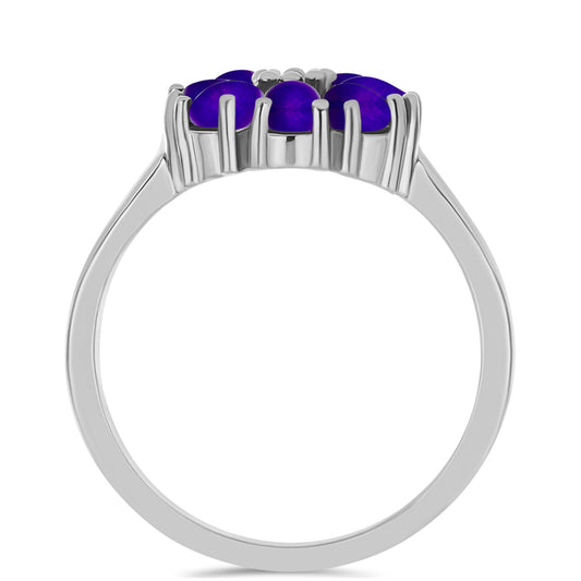 Strieborný Prsteň s Fialovým Nefritom a Bielym Topásom