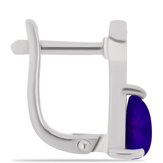 Strieborné Náušnice s Fialovým Nefritom a Bielym Topásom