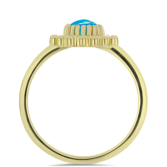 Pozlátený Strieborný Prsteň s Etiópskym Paraiba Modrým Opálom