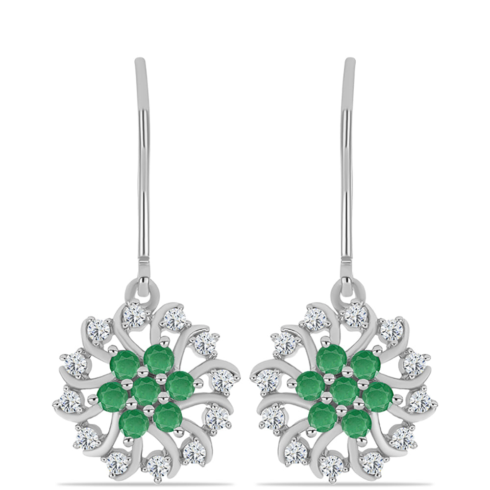 Strieborné Náušnice s Brazílskym Smaragdom a Bielym Topásom 3 