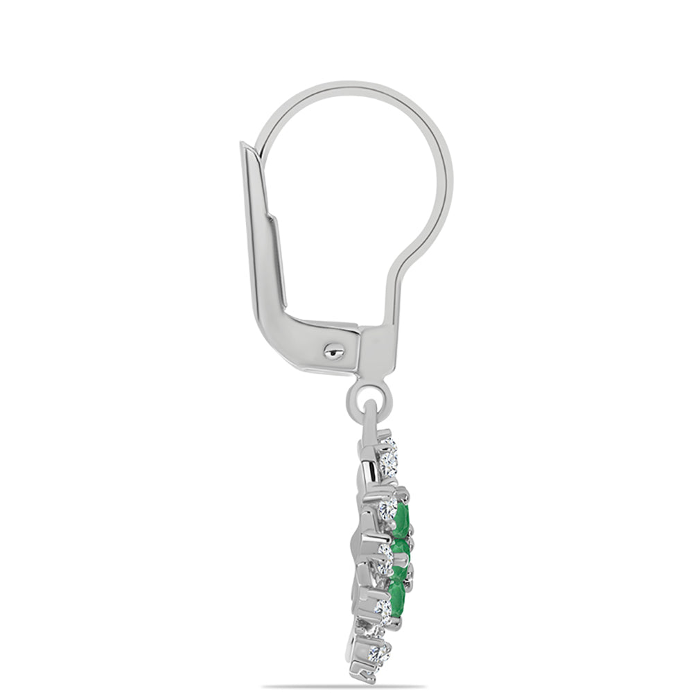 Strieborné Náušnice s Brazílskym Smaragdom a Bielym Topásom 2 