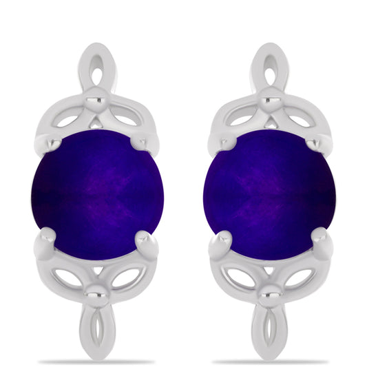 Strieborné Náušnice s Fialovým Nefritom