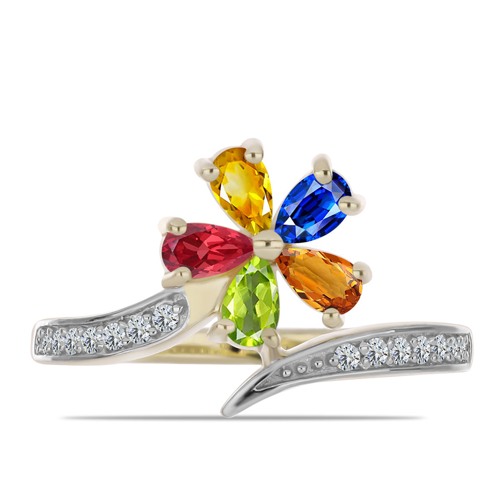 Pozlátený Strieborný Prsteň s Dúhovým Zafírom a Bielym Topásom 1 